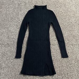 Wilfred Free Sweater Dress Womens Medium‎ Black Ribbed Mock Neck Long Sleeve